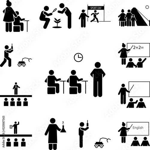 Student, teacher, test, exam icon in a collection with other items