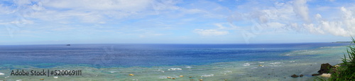 Blue Pacific Ocean from Kasarizaki Lighthouse in Amami Oshima  Kagoshima  Japan -                                                           