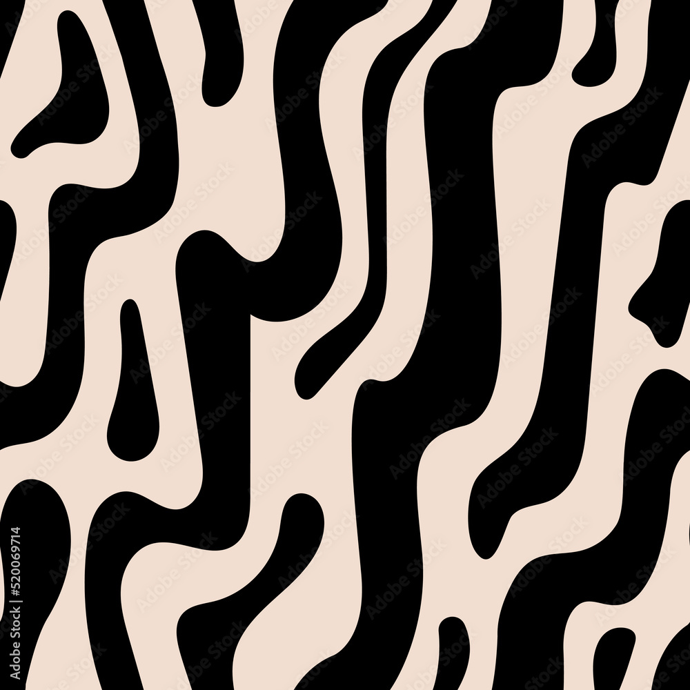 Abstract vector wavy seamless pattern. Trendy retro psychedelic background in 90s, 00s style. Texture in y2k aesthetic