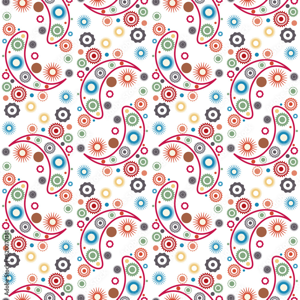 Fototapeta premium Seamless pattern in rustic style with flowers and paisley. Design for printing on fabric.