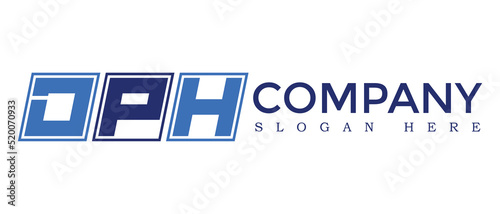 DPH three Letter Rounded rectangle boxes shape element symbol digital initial technology Media business  logo design, Vector Template