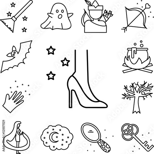 Cinderella, shoe icon in a collection with other items