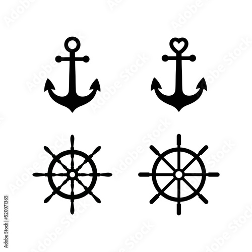Anchor and Rudder icon. Anchor and Rudder marine vector isolated on white background. Anchor and Rudder design, Anchor and Rudder icon collection. Anchor and Rudder icon simple sign.