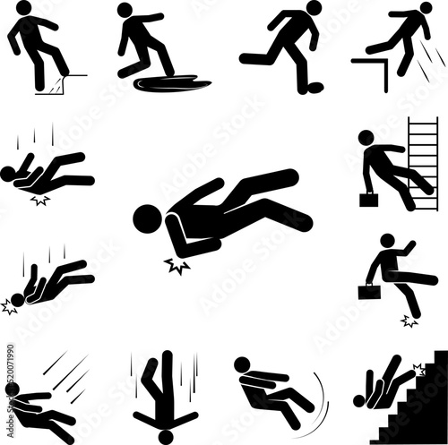 Man, down, guy, elbow, pain, icon in a collection with other items