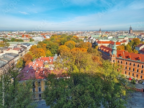 panorama of the old town of Krakow in Poland