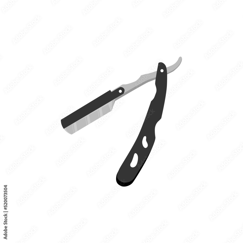 Vector illustration of straight razor with black handle and color wet shave razors for men. Barber shop Vector illustration of straight razor with black handle and color wet shave razors for men. Barber shop