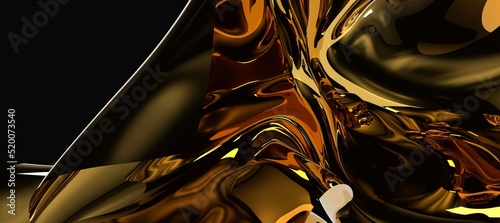3d render of dark and gold ...