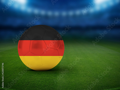 Football soccer ball with team national flags. World football Germany flag on 3d ball. 
