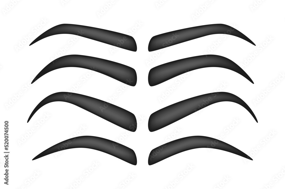 Set of Eyebrow shapes on white background Set of Eyebrow shapes on white background