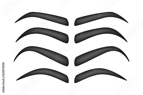 Set of Eyebrow shapes on white background