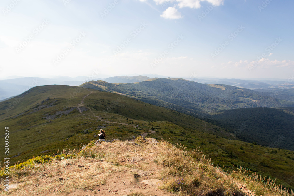 picturesque mountain landscapes, people hiking
