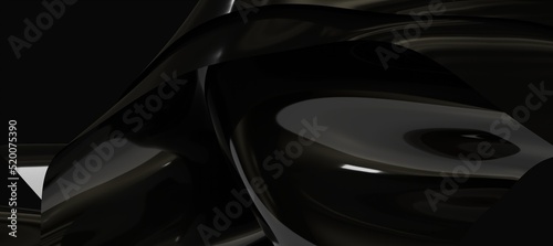 Black fabric satin silk background, Elegant luxurious cloth backdrop. 3d illustration. © vegefox.com
