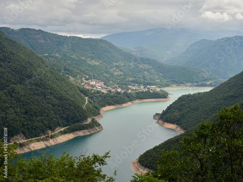 Wallpaper Mural Piva river canyon and Pivsko lake with turquoise water color in Montenegro. Torontodigital.ca