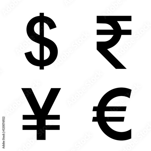currency symbols isolated on the white background