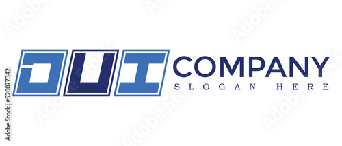 DUI three Letter Rounded rectangle boxes shape element symbol digital initial technology Media business  logo design, Vector Template
