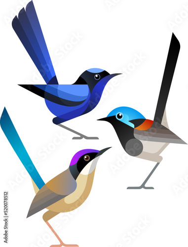 Stylized Birds - Fairywrens