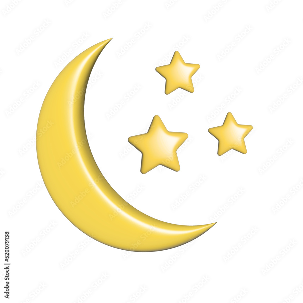 3d vector moon and star for social networks and printing on any materials 3d vector moon and star for social networks and printing on any materials