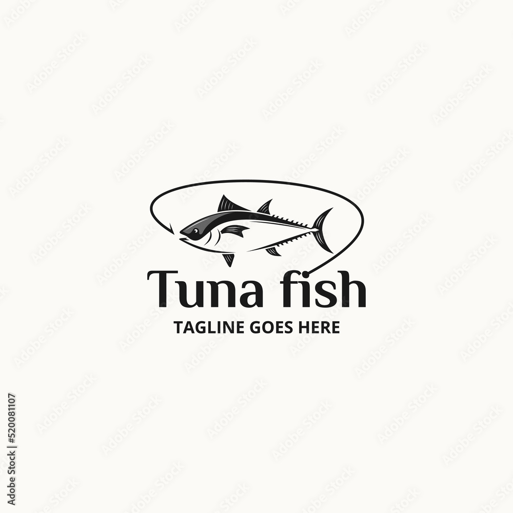 Naklejka premium Tuna fish logo- vector illustration, tuna fish emblem design on white background. Suitable for your design need, logo, illustration, animation, etc. 
