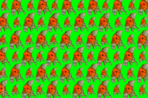 pattern design with goldfish illustration theme