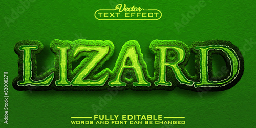 Slika na platnu Green Reptile Lizard Vector Editable Text Effect Template