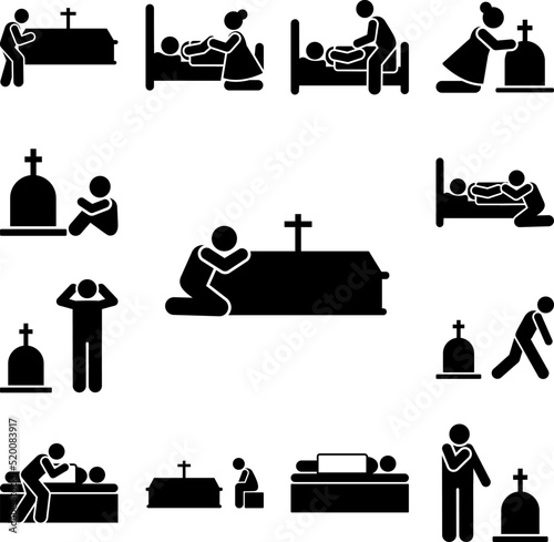 Wallpaper Mural Man weep coffin dead sorrow icon in a collection with other items