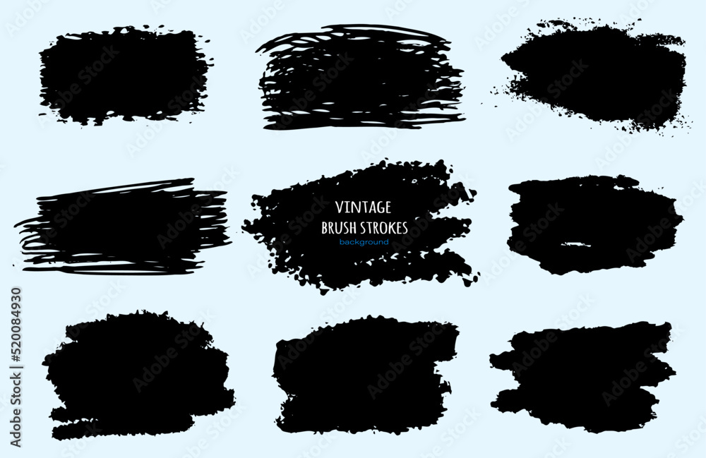 Set of vector vintage brush strokes for design and highlight titles. - obrazy, fototapety, plakaty 