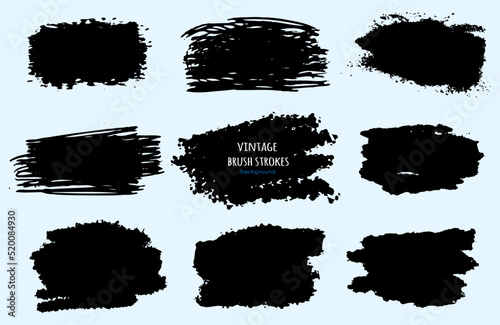 Set of vector vintage brush strokes for design and highlight titles.