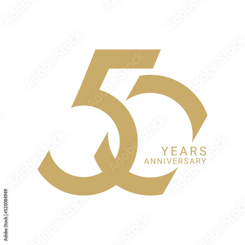 50 Year Anniversary Logo, Golden Color, Vector Template Design element for birthday, invitation, wedding, jubilee and greeting card illustration.