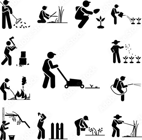 Cutting, gardener, grass, man icon in a collection with other items