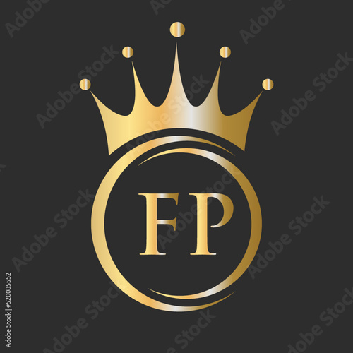 Letter FP Crown Logo. Royal Crown Logo for Spa, Yoga, Beauty, Fashion, Star, Elegant, Luxury Sign