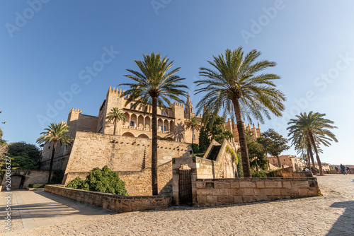 Palma de Mallorca, Spain. The Palau Reial de l'Almudaina (Royal Palace of La Almudaina), an alcazar and one of the official residences of the Spanish royal family