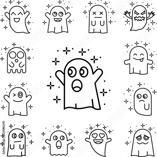 Ghost astonishment icon in a collection with other items