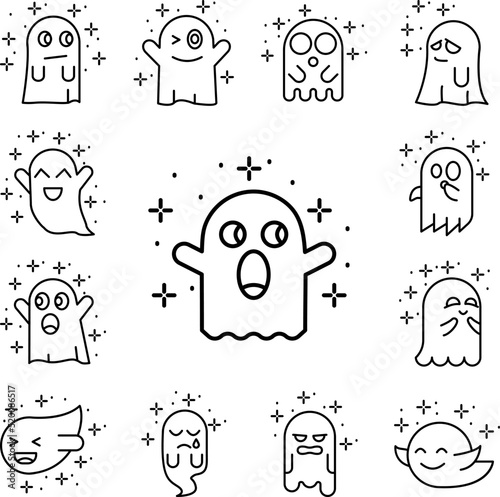 Ghost astonishment icon in a collection with other items