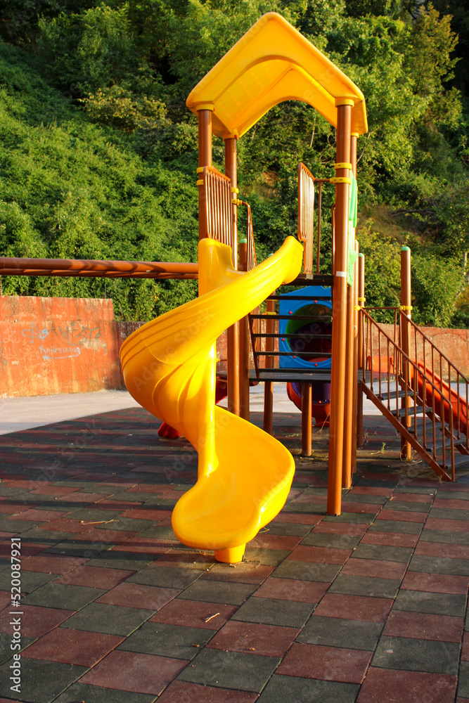 Children's parks. Helical plasti slide.