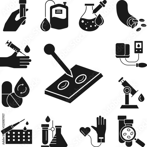 Sample, medical, test icon in a collection with other items