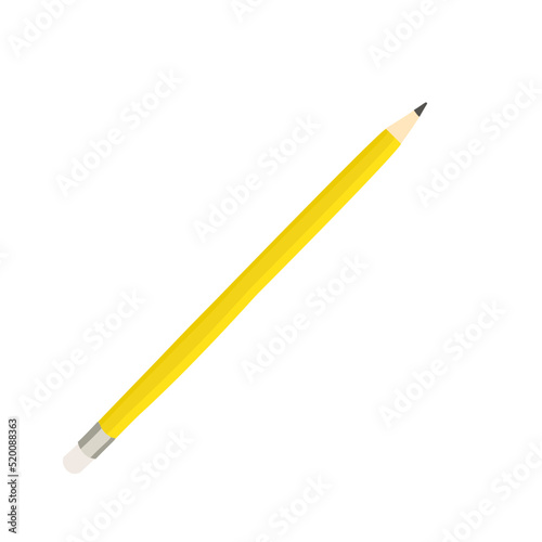 Illustration yellow pencil on white background