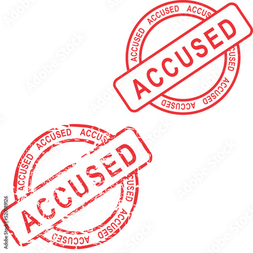 red stamp sticker with accused text set in vector format