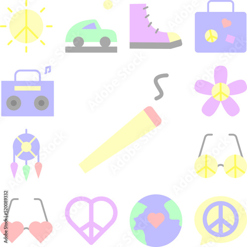 Cigarette, smoke icon in a collection with other items