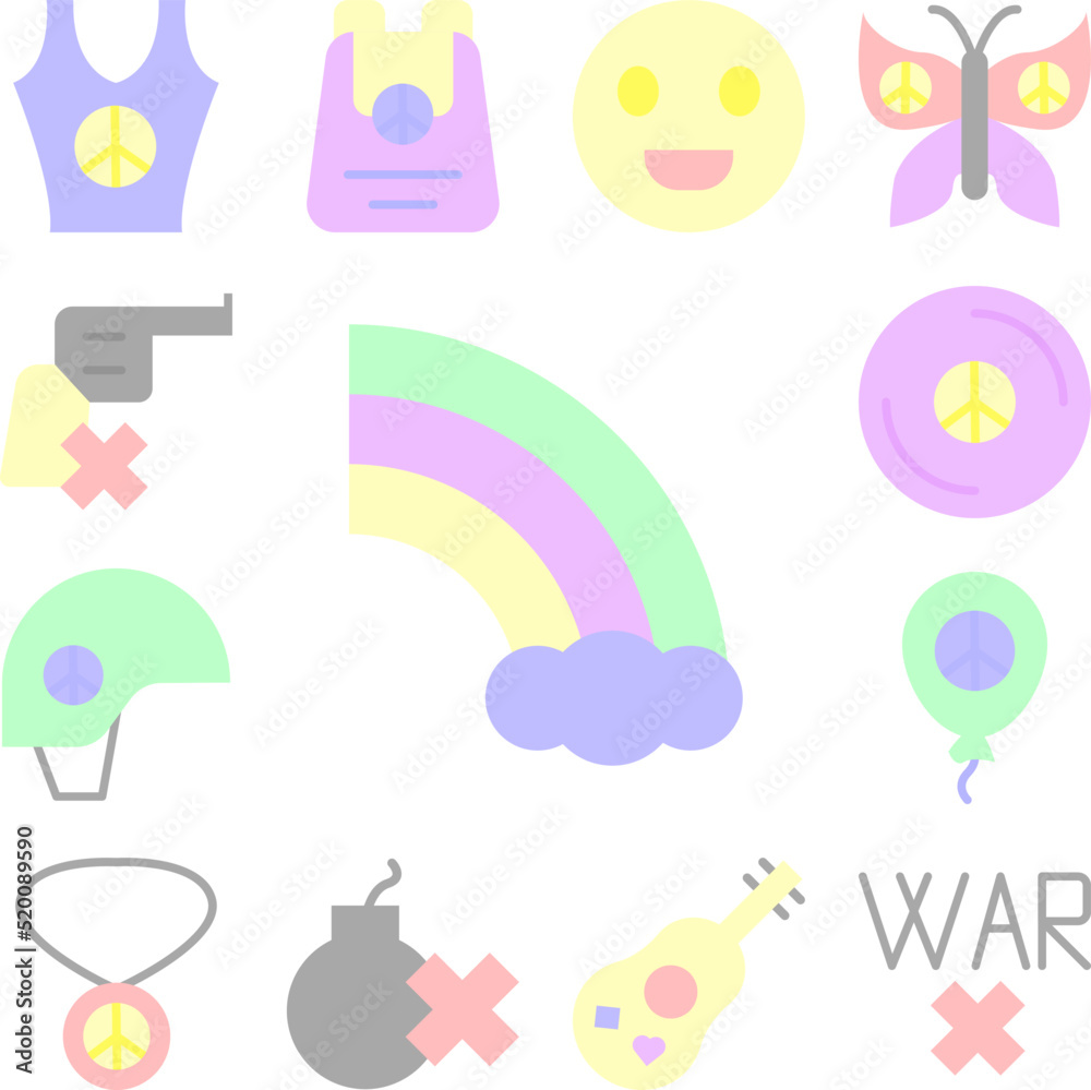 Rainbow, cloud icon in a collection with other items Rainbow, cloud icon in a collection with other items