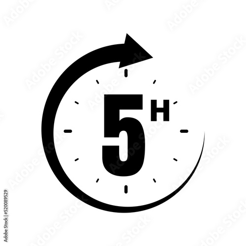 5 hours, icon symbol black, time, o'clock Five 
