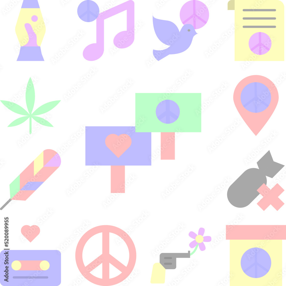 Signboard, peace, heart icon in a collection with other items Signboard, peace, heart icon in a collection with other items