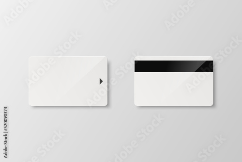 Vector 3d Realistic White Guest Room, Plastic Hotel Apartment Keycard Template - Front and Back Side - Isolated. Design Template of Hotel Room Plastic Key Card for Mockup, Branding. Front View