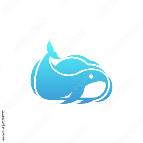 modern whale cloud technology logo design template