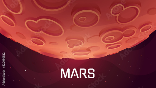 Mars landscape panorama, red planet. Vector illustrations