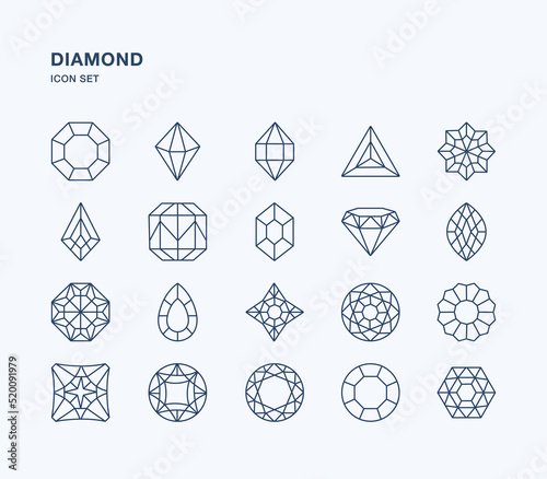 Diamonds and gems icon design set