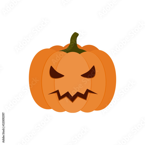 Pumpkin icon on a white background. Orange pumpkin with a smile for your Halloween design. Vector illustration.