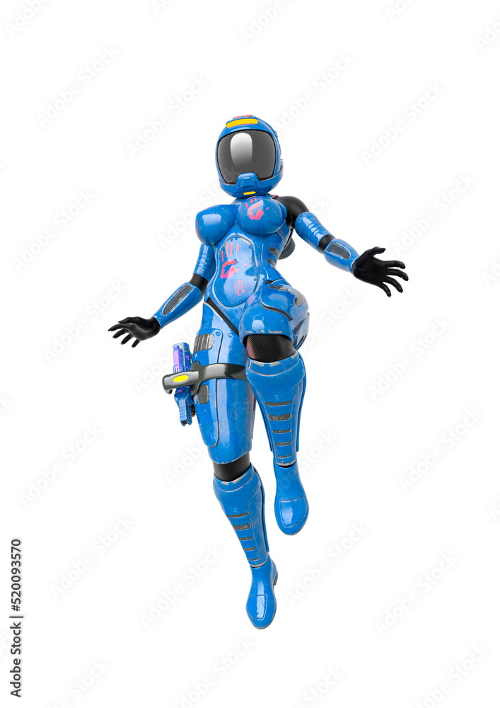 coolest astronaut girl is landing in white background coolest astronaut girl is landing in white background