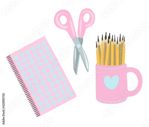 Vector Collection back to school. Education design set. School board, school supplies, textbook.