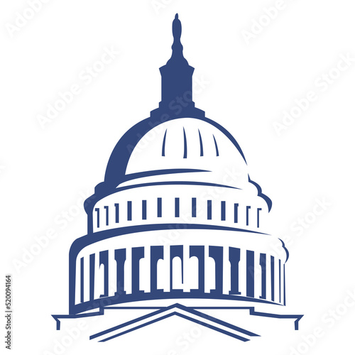 Capitol building silhouette. Isolated on white.