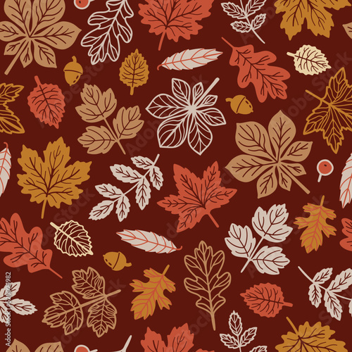 Vector fall seamless pattern. Background for fabric, wallpaper and wrapping paper